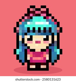 girl character pixel art vector