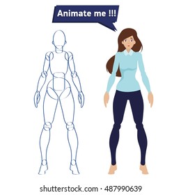 Girl character is ready for animation.