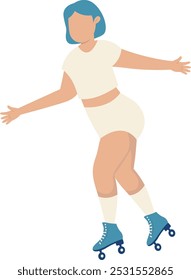 Girl Character with Roller Skates. Vector Graphic Illustration in Flat Cartoon Design