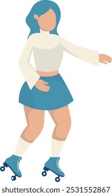 Girl Character with Roller Skates. Vector Graphic Illustration in Flat Cartoon Design