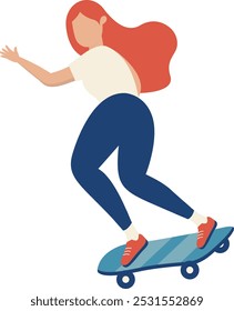 Girl Character with Roller Skates. Vector Graphic Illustration in Flat Cartoon Design