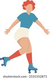 Girl Character with Roller Skates. Vector Graphic Illustration in Flat Cartoon Design