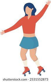 Girl Character with Roller Skates. Vector Graphic Illustration in Flat Cartoon Design