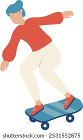 Girl Character with Roller Skates. Vector Graphic Illustration in Flat Cartoon Design