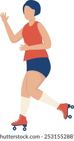 Girl Character with Roller Skates. Vector Graphic Illustration in Flat Cartoon Design