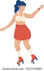 Girl Character with Roller Skates. Vector Graphic Illustration in Flat Cartoon Design