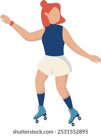 Girl Character with Roller Skates. Vector Graphic Illustration in Flat Cartoon Design