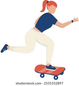 Girl Character with Roller Skates. Vector Graphic Illustration in Flat Cartoon Design