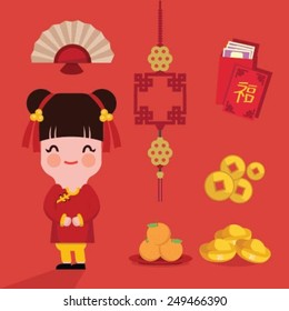 Girl Character Set for Chinese New Year 