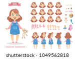 Girl character set with poses and eothions.