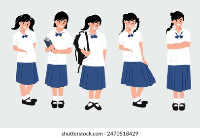 girl character for Thai student uniform