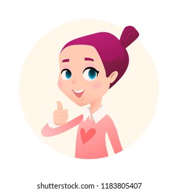 Girl Character with Thumbs Up