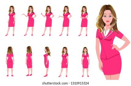 Girl Character Turnaround With presentation posses