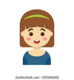 girl character vector flat color icon 