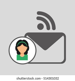 girl character wifi message chat vector illustration eps 10