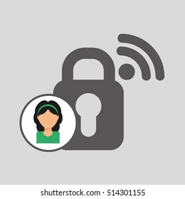 girl character wifi security vector illustration eps 10