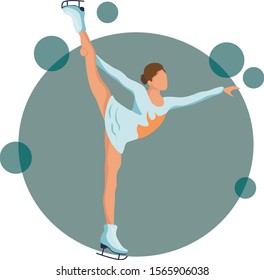 Girl characters. Athlete on the rink.Flat Vector illustartion.
Figure skating. Athletes  Winter sport illustration. Woman in motion vector images. Elements of figure skating.