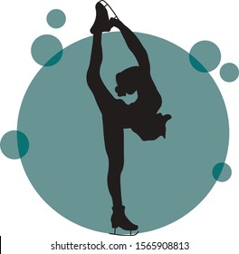 Girl characters. Athlete on the rink.Flat Vector illustartion.
Figure ice skating. Athletes  Winter sport illustration. Woman in motion vector images. Elements of figure skating.Black silhouettes