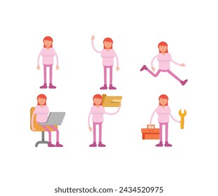 Mädchen Figuren gesetzt in verschiedenen Posen Illustration