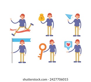 Conjunto de caracteres de niña ilustración vectorial