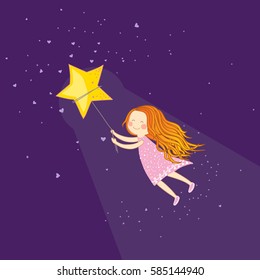 Girl chasing her dreams vector illustration