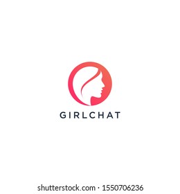 Girl and chat bubble logo design