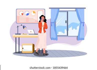 Girl chatting on mobile Vector Illustration concept. Flat illustration isolated on white background.