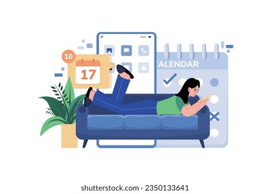 Girl Checking Her Meeting Schedule On A Mobile App