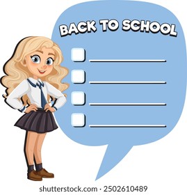 Girl with checklist for school tasks
