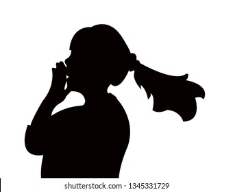 girl cheering silhouette vector