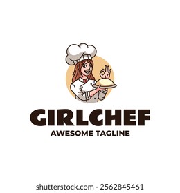 Girl Chef Simple Mascot Logo