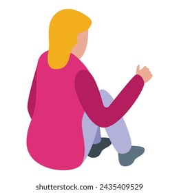 Girl chess floor play icon isometric vector. School education. Child sport