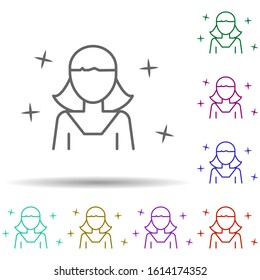 Girl child avatar multi color style icon. Simple thin line, outline vector of avatar icons for ui and ux, website or mobile application