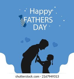 The girl child is holding her father's tie vector. Happy father's day concept design for post, print, poster, banner.