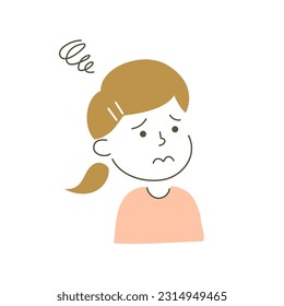 girl, child, kid, anxiety, worry, uneasy, anxious, feel nervous, concern, vector, illustration