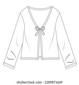 Girl Child Sleeve Cardigan Drawing