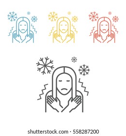 Girl chill, fever on white background. Vector illustration.
