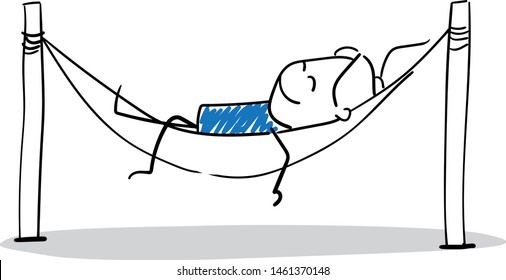 Girl chilling in hammock. hand drawn doodle line art cartoon design character - isolated vector illustration outline of woman.
