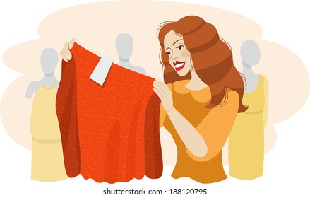 girl chooses clothes
