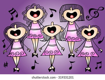 girl chorus in action