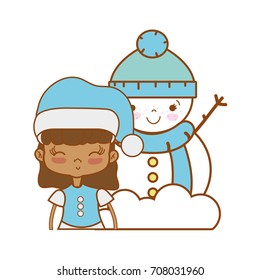girl with christmas clothes and snowman design