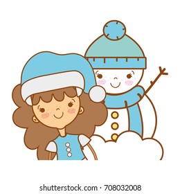 girl with christmas clothes and snowman design