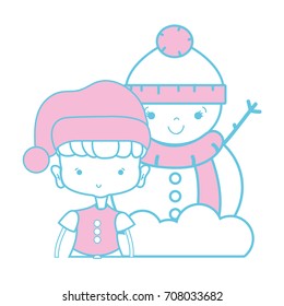 girl with christmas clothes and snowman design