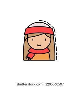 Girl christmas colored icon. Element of new year avatars icon for mobile concept and web apps. Colored Girl christmas icon can be used for web and mobile