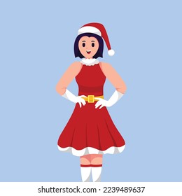 Girl with Christmas Costume Character Illustration