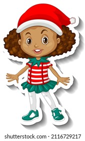 A girl in Christmas costumes illustration