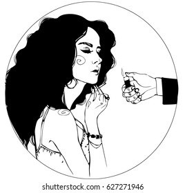 girl with cigarette vector graphic