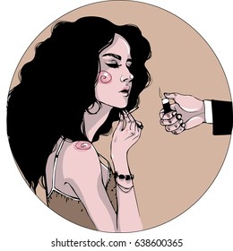 girl with cigarette vector graphic