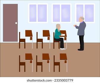 The girl in the class does not have time to write the test in the allotted time and the professor points her to the end of the time