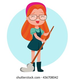 Girl cleaning